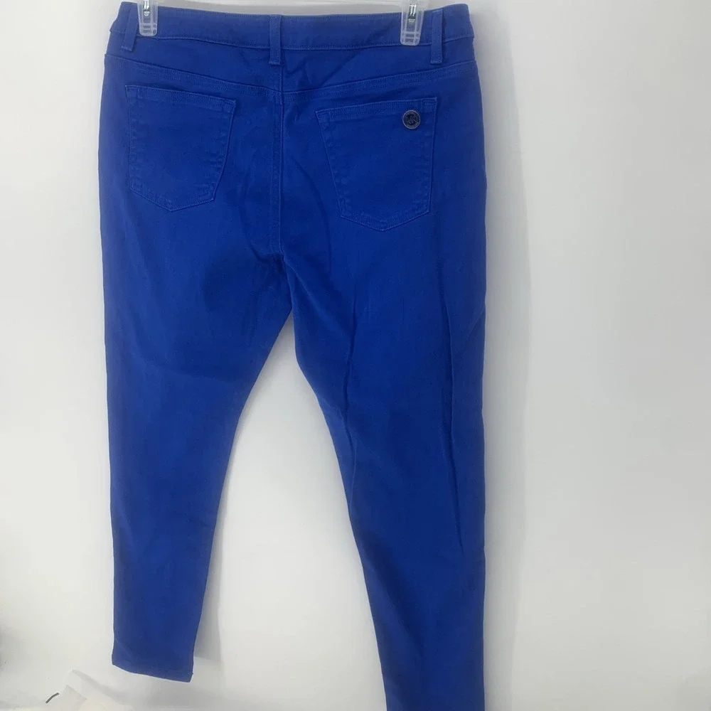 Michael Kors Women's Blue Chino Pants  Silver Zipper Pocket Skinny  Size 12